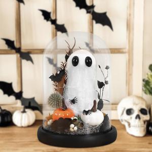 Spooky Ghost in Glass Dome with Twinkling Lights - Ideal for Halloween Table Decor & Festive Vibes - Bring Home a Hauntingly Beautiful Touch to Your Celebrations! DAZONGE