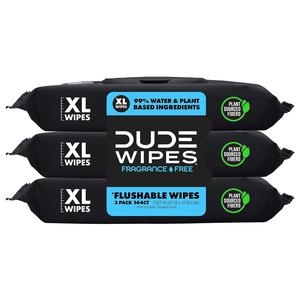 DUDE Wipes - 3 Pack of Extra-Large Flushable Wipes - 144 Unscented Adult Wet Wipes with Aloe & Vitamin E - Safe for Septic & Sewer Systems - Perfect for On-the-Go Cleanliness & Freshness Dude Products