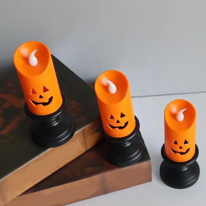 "Enchanting  Halloween LED Candle Lights - Flameless Pumpkin Lanterns for Spooktacular Decor!"