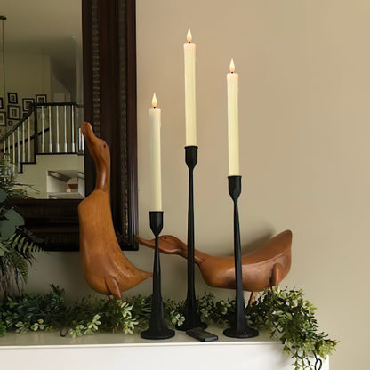 " 9.6" Ivory Real Wax LED Flameless Taper Candles - Dripless, Battery Operated with 3D Flickering Flame & Timer - Perfect for Christmas, Halloween & Cozy Fireplace Ambiance!"