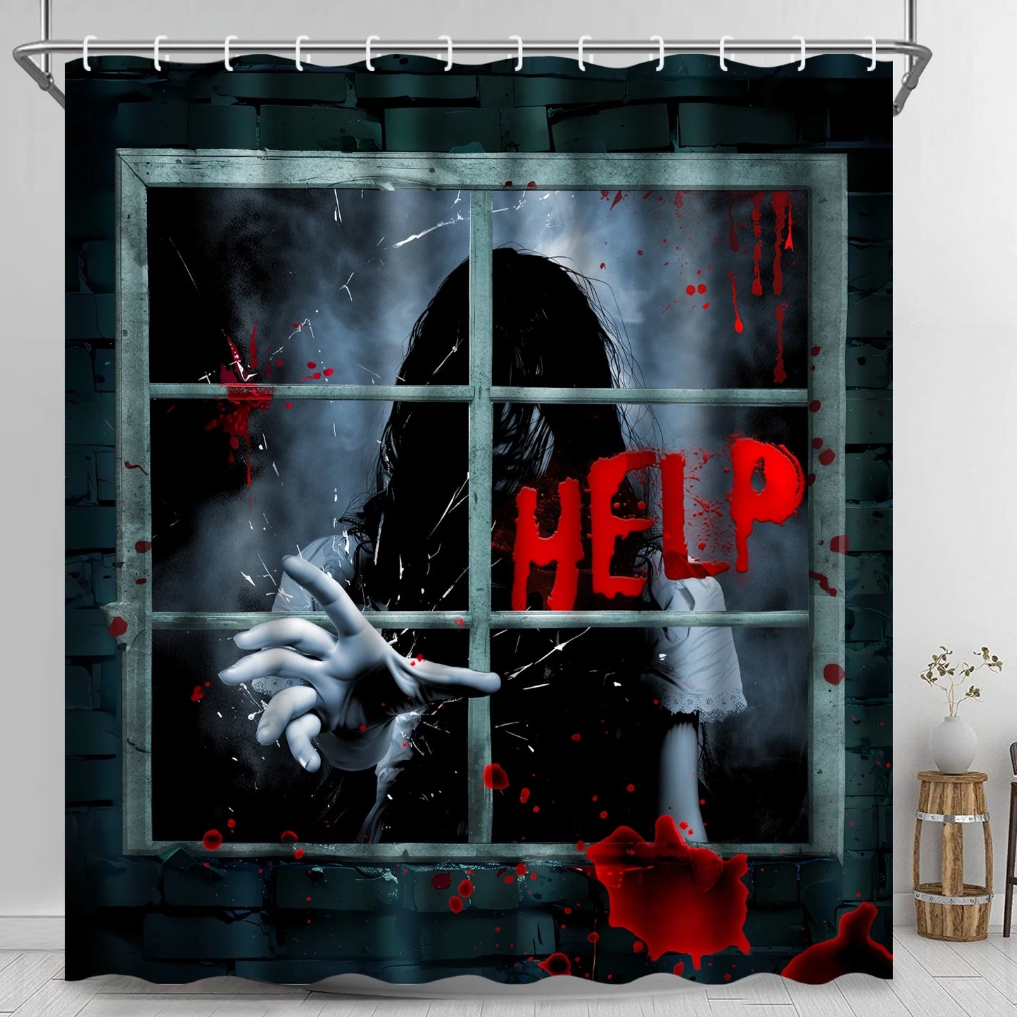 "Spooktacular  Halloween Shower Curtain Set - 13-Piece Bathroom Decor with Hooks, 69"x70"!"