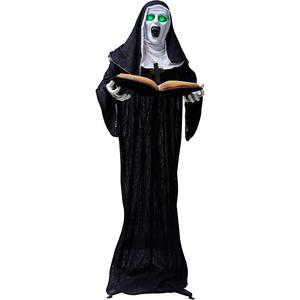 65" Animated Talking Nun Halloween Prop with Sound & Light - Life Size Standing Witch for Indoor Outdoor Haunted House Decor - Spooky Sound Activated Decoration for Yard & Lawn Joyin US Corp