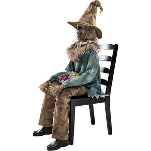 Creepy 4.5 Ft Animated Sitting Scarecrow Animatronic for Halloween | Motion-Activated Scarecrow Prop | Perfect for Spooky Decorations Spirit Halloween