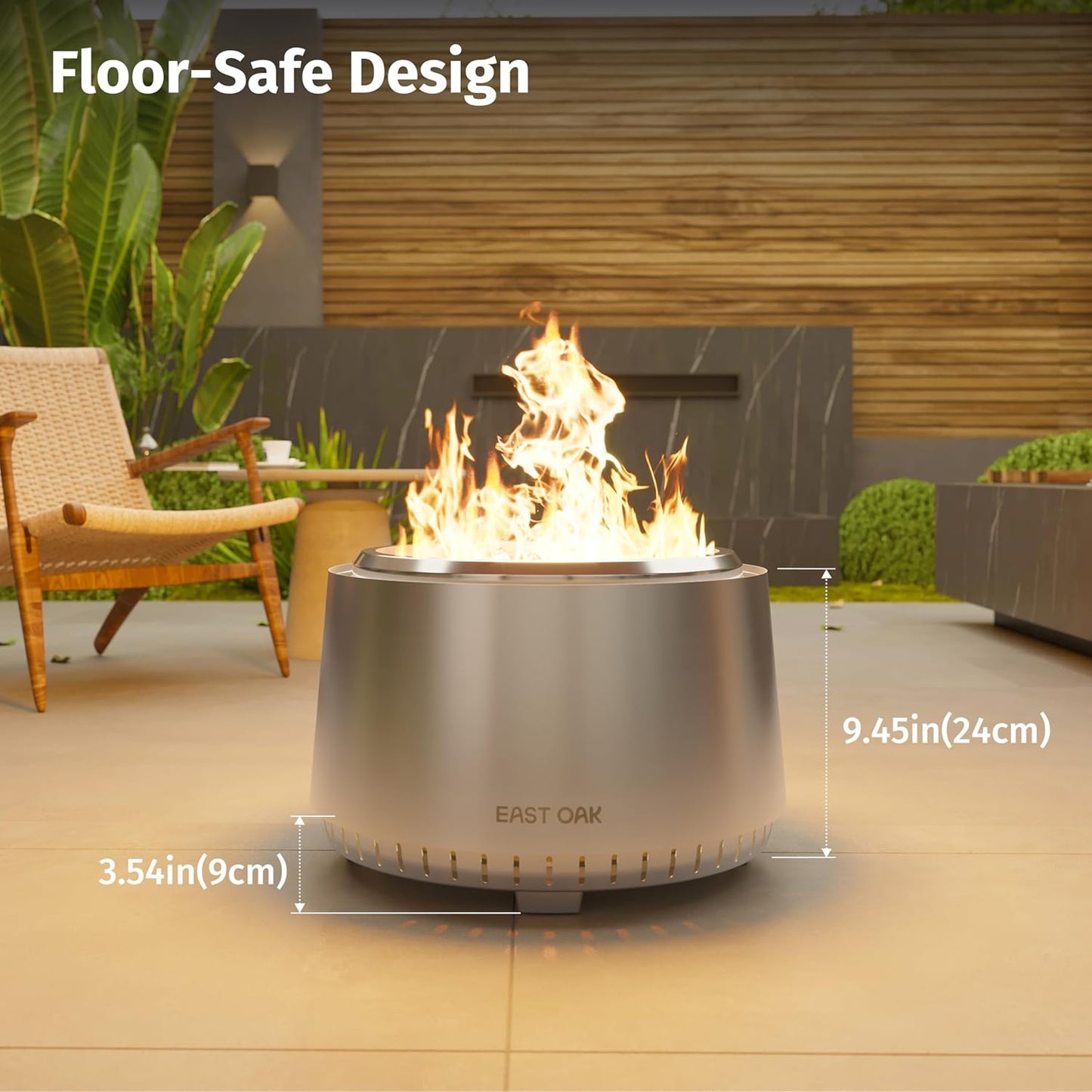 Fuoco Smokeless Fire Pit 21'' for Patio and Outdoor, Stainless Steel Firepit Wood Burning Fireplaces with Carrying Bag, Portable Outdoor Fire Pit with Stand & Removable Ash Tray for Outside