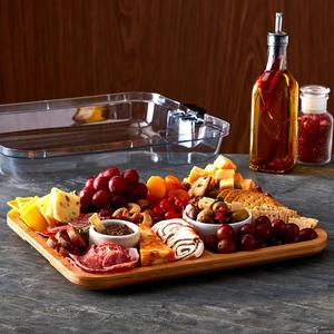 FARBERWARE Bamboo Build-A-Board Cutting Board with Compartments & Clear Locking Lid for Charcuterie & Snacks - 11x14 Inch, Perfect for Make It, Take It, Enjoy It! Lifetime Brands Inc.