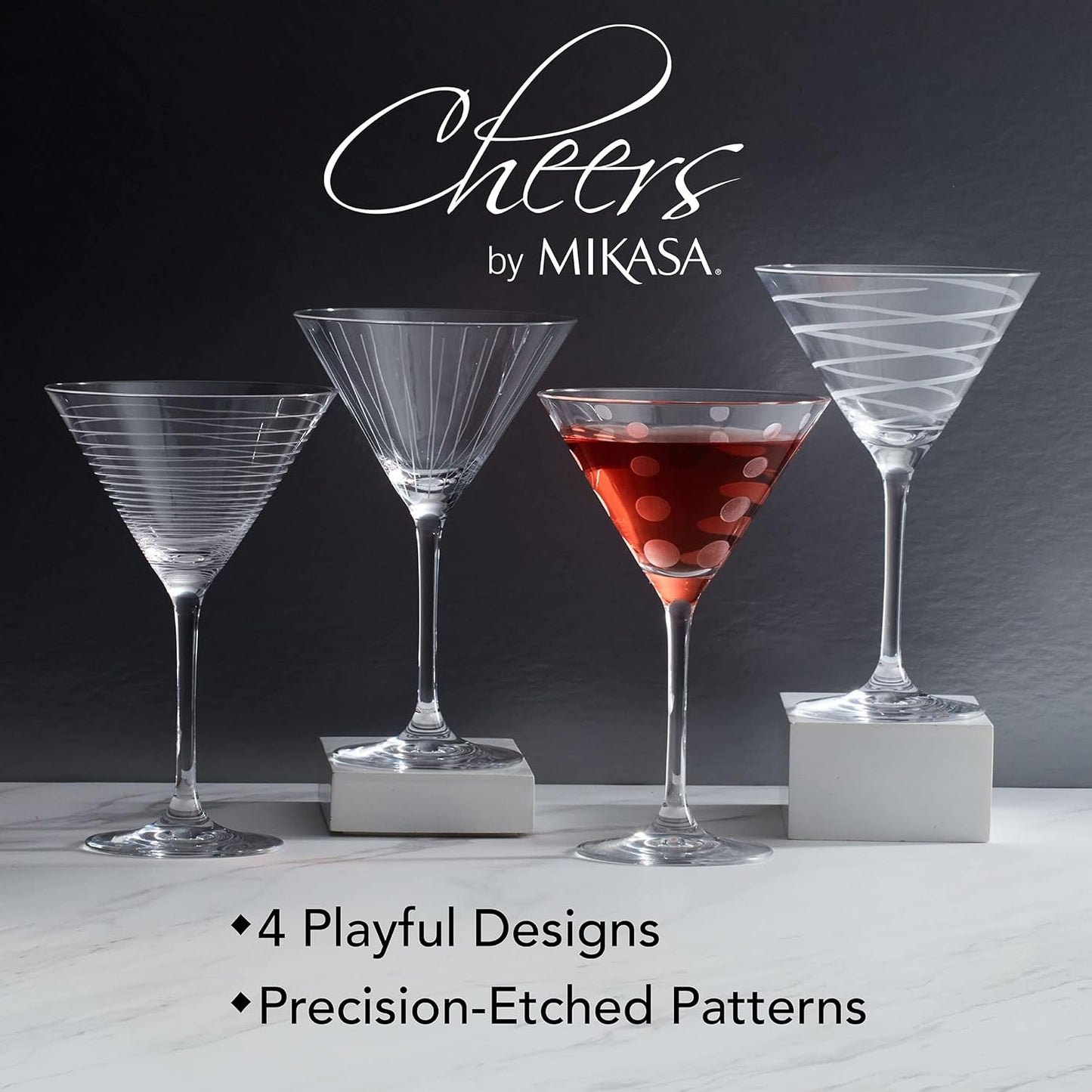 Cheers Martini Glass, 10-Ounce, Set of 4