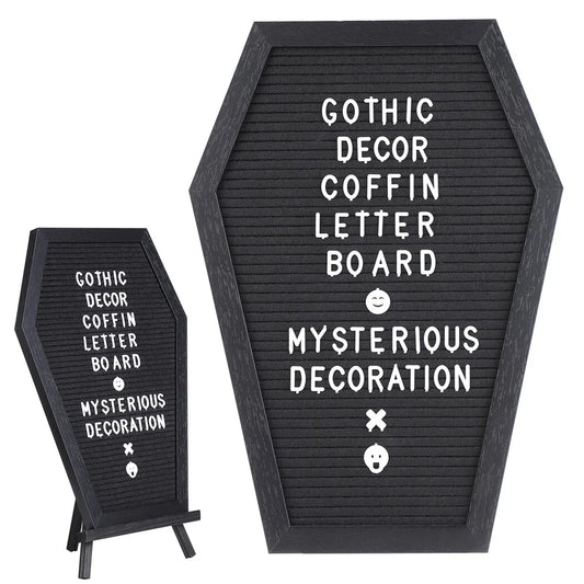 "Spooky Coffin Letter Board - Gothic Decor with 170 Precut Characters for Halloween Parties & Home Office!"