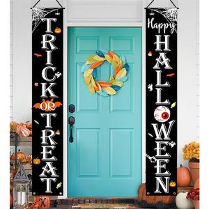 Halloween TRICK or TREAT Banner - Happy HALLOWEEN Porch Welcome Sign Decor for Indoor & Outdoor Home, Door, Wall & Party Decorations JENFALL Gift Ornaments