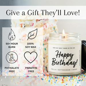 Delightful Buttercream Vanilla Birthday Candles - Perfect Gifts for Women, Moms & Best Friends - 9Oz Soy Wax Candles for Her Special Day - Celebrate with Happy Birthday Gifts! WAX & WIT