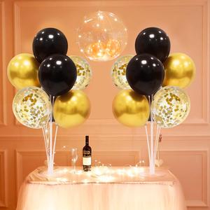 Stylish Black & Gold Balloon Stand Centerpieces - Perfect for Birthdays, Weddings, Graduations, Anniversaries & More! Set of 4 Party Decorations for Every Celebration, Including Father's Day, Halloween & New Year's 2025! ZJDHPTY