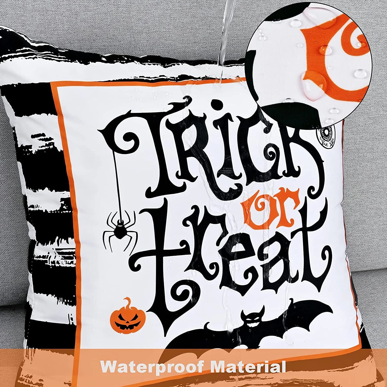 "Spooktacular Black and White Striped Halloween Throw Pillow Covers - Set of 2, 18x18 Inches, Perfect Trick or Treat Decor!"