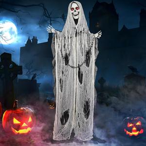 64" Evil Sound & Motion Activated Halloween Reaper - Life Size Animatronic with LED Eyes & Creepy Sounds for Haunted House, Lawn, & Patio Decor