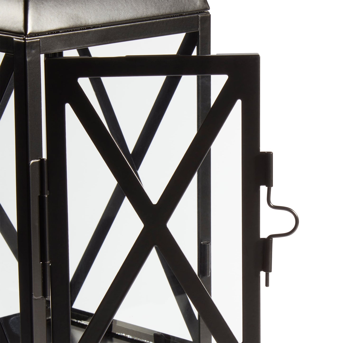 Elegant 12" Black Metal Pillar Candle Holder Lantern - Perfect for Home Decor!