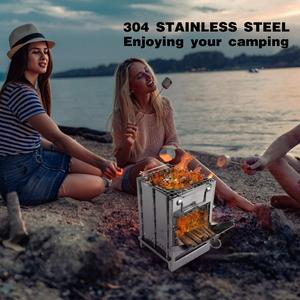 REDCAMP Portable Wood Burning Camp Stove - Folding Stainless Steel 304 Grill for Hiking, Camping, Picnics & BBQ - Compact Backpacking Stove for Outdoor Adventures FREELAND EXCEED INC