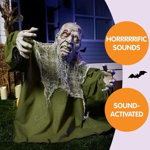 Creepy JOYIN Animated Zombie Groundbreaker with Light-Up Eyes & Movable Arms - Perfect Halloween Party Prop & Outdoor Lawn Decor for Spooky Celebrations! Joyin US Corp