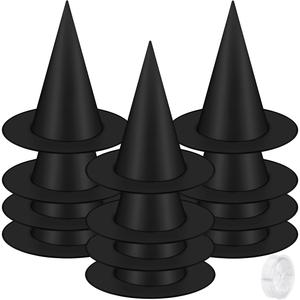 Get Spooky with 12 Black Hanging Witch Hats! 🎃✨ Includes 328 FT Nylon Cord for easy setup. Perfect for Halloween decor at home, yard, porch & ceiling. Transform your space into a haunted haven! 🕷️🕸️ #HalloweenDecor #WitchHat Helimoto