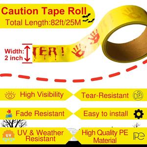 Spooky Halloween Caution Tape - 2" x 82' Do Not Enter Yellow Hazard Warning Tape for Parties, Doors, and Indoor/Outdoor Decoration - Perfect for DIY Spooky Decor and Safety Barricades in Danger Areas! Vecvek