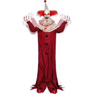 72" Scary Animatronic Clown Halloween Decoration - Motion & Sound Activated with Light-Up Red Eyes, Moving Arms & Head for Spooky Outdoor Yard, Patio & House Decor FUN LITTLE TOYS