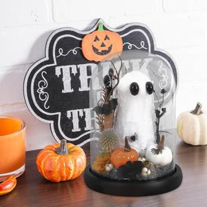 Spooky Ghost in Glass Dome with Twinkling Lights - Ideal for Halloween Table Decor & Festive Vibes - Bring Home a Hauntingly Beautiful Touch to Your Celebrations! DAZONGE