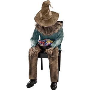 Creepy 4.5 Ft Animated Sitting Scarecrow Animatronic for Halloween | Motion-Activated Scarecrow Prop | Perfect for Spooky Decorations Spirit Halloween