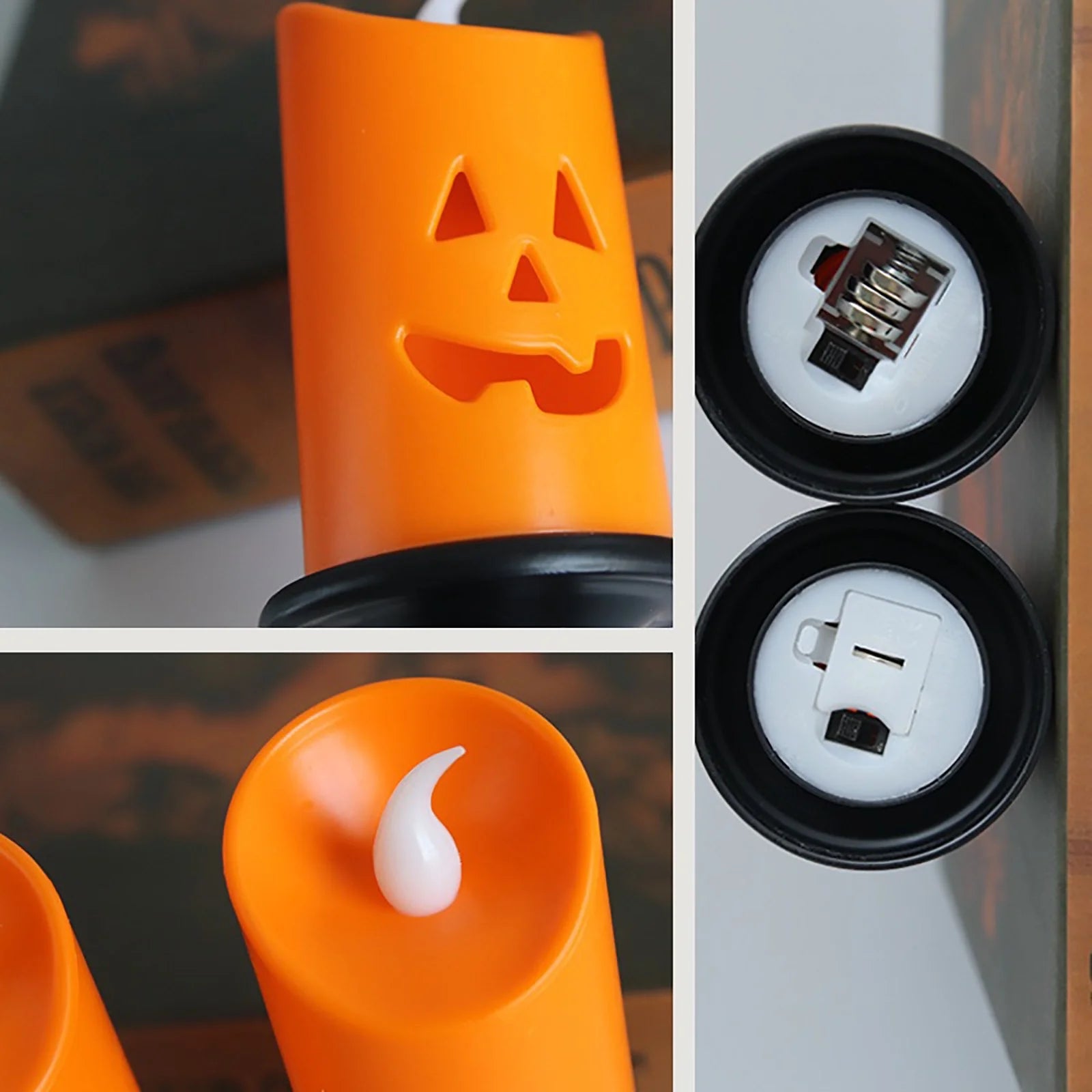 "Enchanting  Halloween LED Candle Lights - Flameless Pumpkin Lanterns for Spooktacular Decor!"