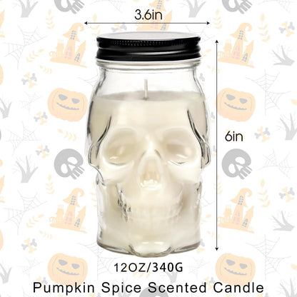 Halloween Skull Candle, Large Skull Candle Gothic Decorations for Home Table Bar Indoor Room,Scary Halloween Decorations Indoor White