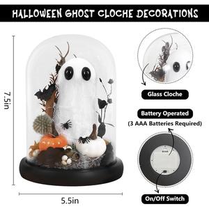 Spooky Ghost in Glass Dome with Twinkling Lights - Ideal for Halloween Table Decor & Festive Vibes - Bring Home a Hauntingly Beautiful Touch to Your Celebrations! DAZONGE