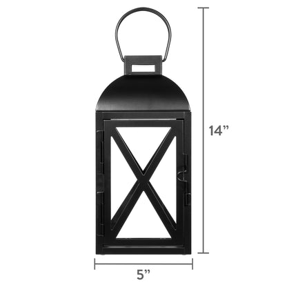 Elegant 12" Black Metal Pillar Candle Holder Lantern - Perfect for Home Decor!