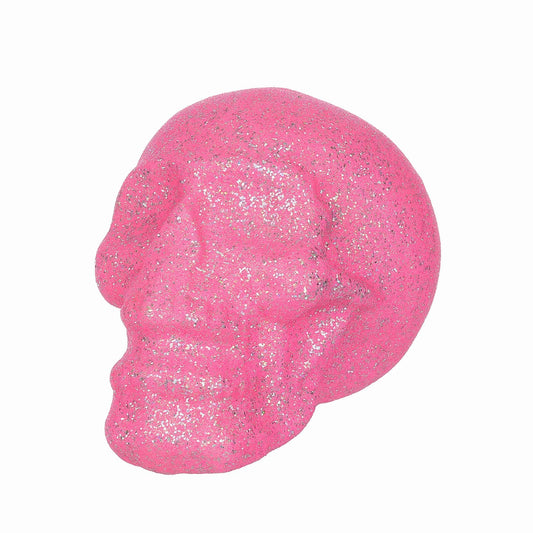 "Sparkling Pink Glitter Foam Skull Decoration for a Spooktacular Halloween - "