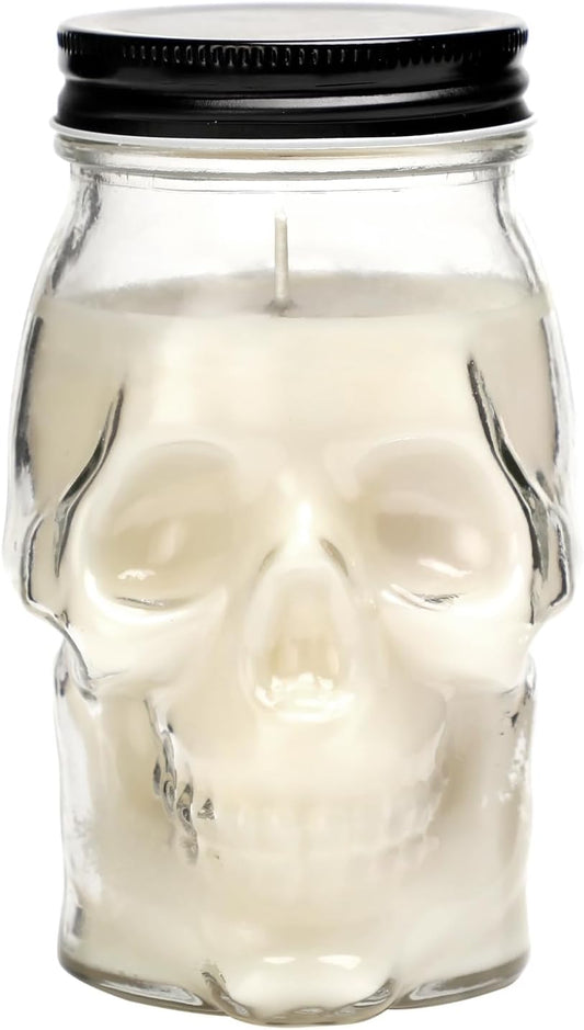 Halloween Skull Candle, Large Skull Candle Gothic Decorations for Home Table Bar Indoor Room,Scary Halloween Decorations Indoor White