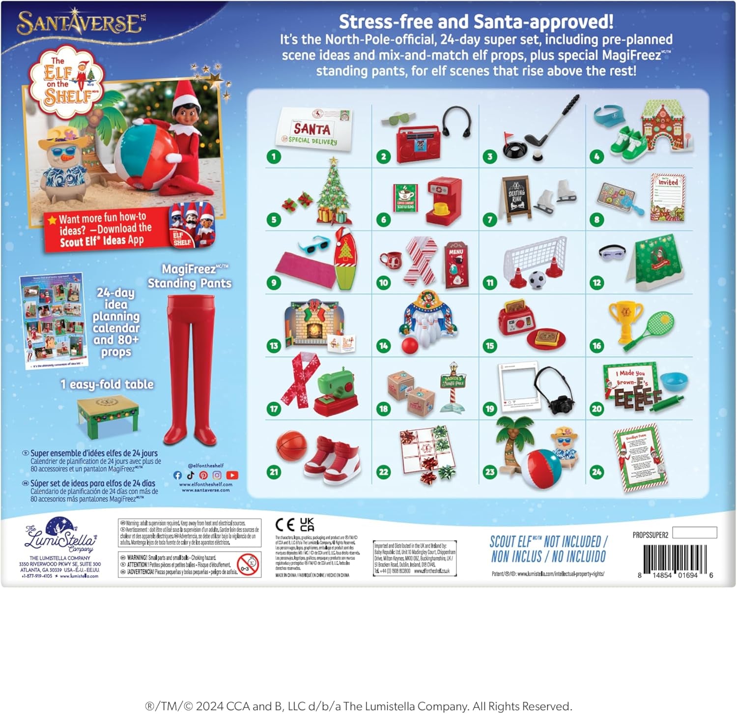 24-Day Super Set - Official  Ideas for 24 Days of Elf Magic - 80+ Props, Magifreez Standing Pants and Planning Calendar - for Ages 3 Years and Above