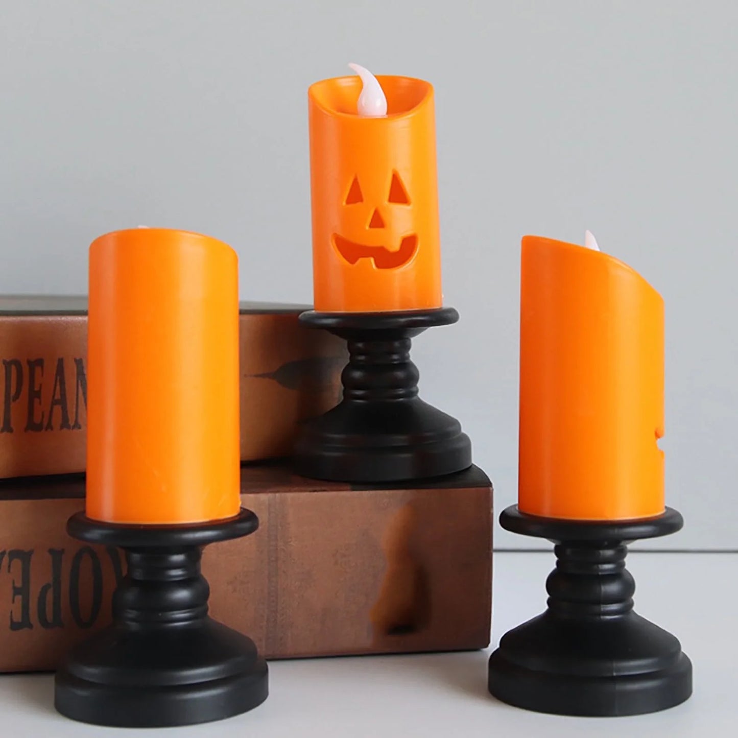 "Enchanting  Halloween LED Candle Lights - Flameless Pumpkin Lanterns for Spooktacular Decor!"