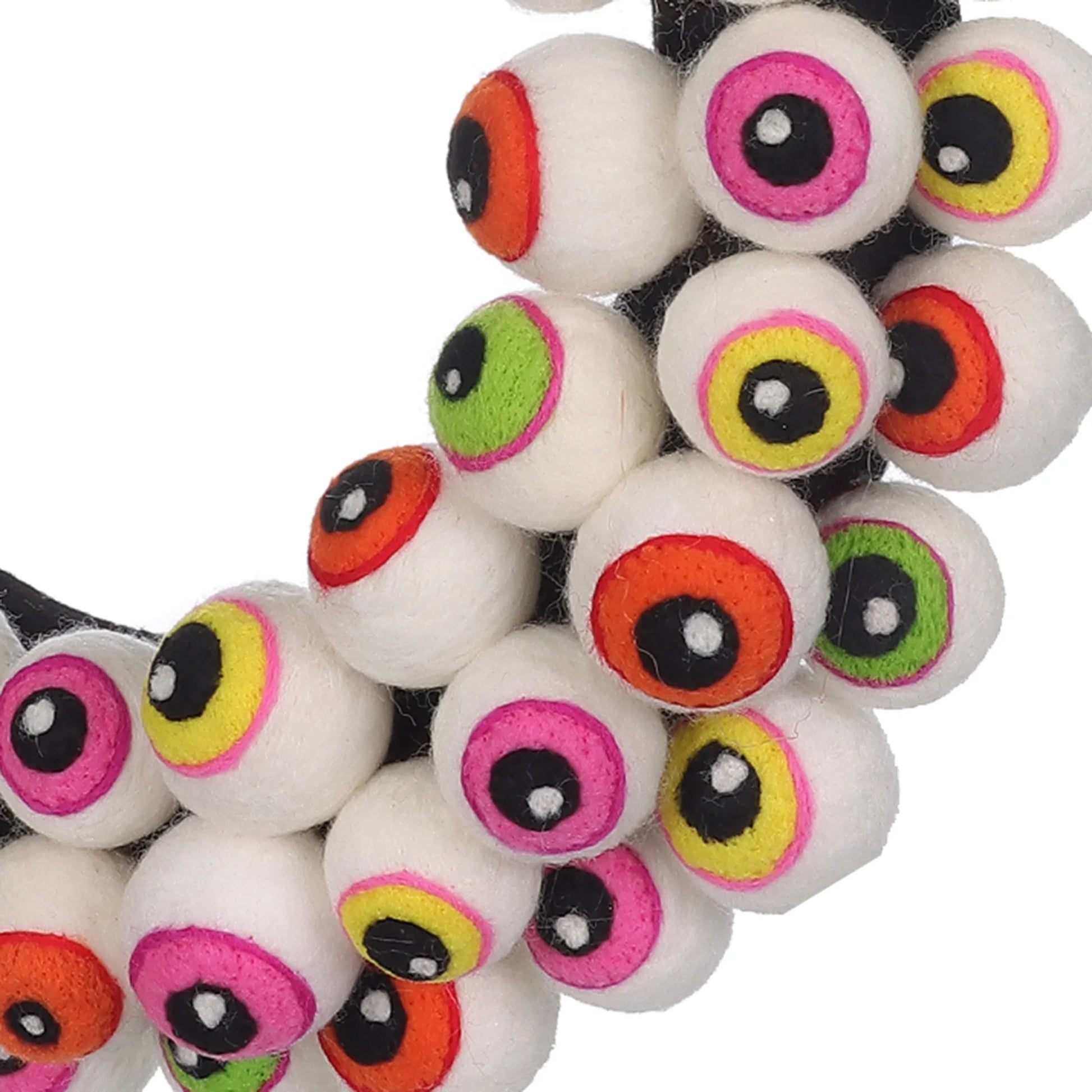 "Spooktacular Halloween Multicolor Felt Eyeball Wreath - 17" Festive Decor by !"