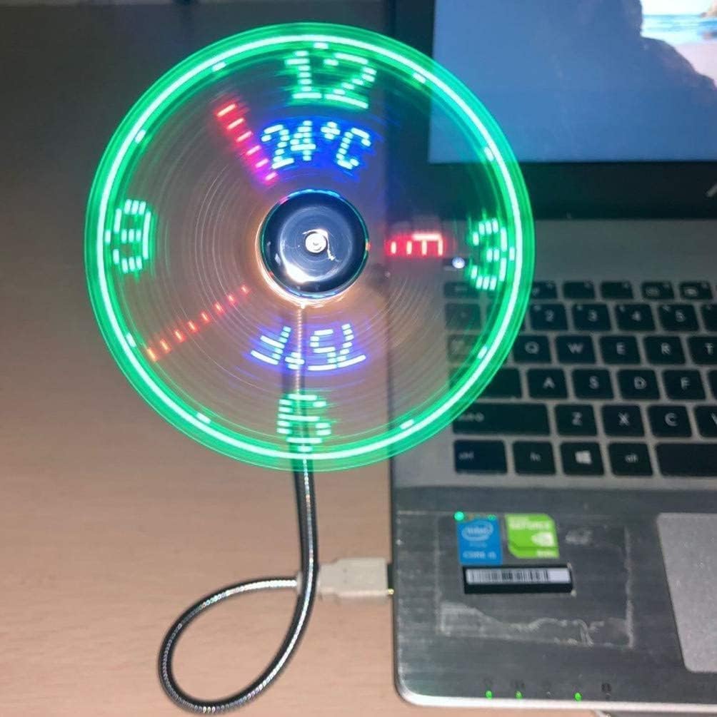 New USB Clock Fan with Real Time Clock and Temperature Display Function,Silver