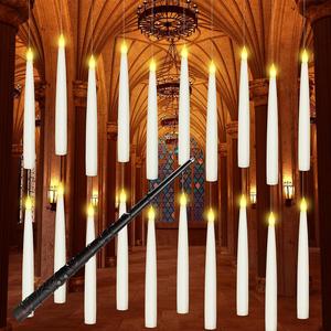 20PCS LED Floating Candles with Wand - Create a Spooky Atmosphere this Halloween! Remote-Controlled Flameless Candles for Indoor Parties, Flickering Warm Light for Magical Decor! Perfect for Your Themed Celebrations! Boribim