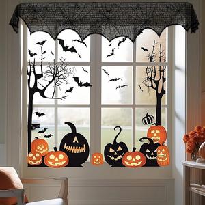 Spook up your Halloween with Aerwo's Black Lace Spiderweb Mantle Scarf! Perfect for festive fireplace decor at parties and gatherings. Size: 45x243cm (18x96in). Create a hauntingly beautiful atmosphere this season! AerWo