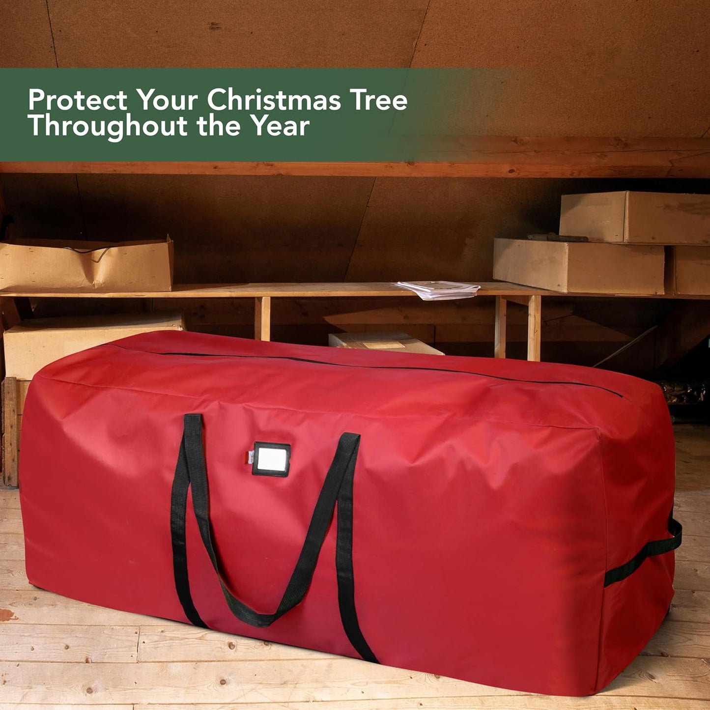 Christmas Tree Storage Bag – Heavy Duty Christmas Tree Bag Fits up to 7.5Ft Tall Artificial Christmas Tree, Waterproof with Durable Handles & Zipper – Xmas Tree Storage Bag (RED)