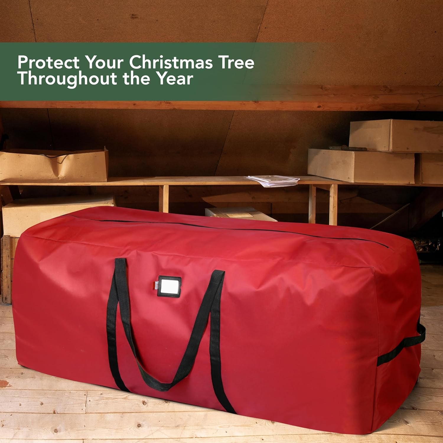 Christmas Tree Storage Bag – Heavy Duty Christmas Tree Bag Fits up to 7.5Ft Tall Artificial Christmas Tree, Waterproof with Durable Handles & Zipper – Xmas Tree Storage Bag (RED)