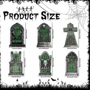 Spook up your Halloween with our Glow in the Dark Tombstone Yard Signs! 🎃👻 6PCS Graveyard Props with Stakes for your outdoor decor. Perfect for your family home, front yard, lawn & garden Halloween party! Get ready to scare in style! 🕷️🕸️ CiniQy