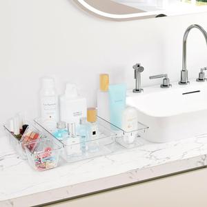 Transform your space with the Vtopmart 25 PCS Clear Plastic Drawer Organizer Set! Perfect for bathroom, kitchen, or office use. Tidy up your makeup, gadgets, and utensils effortlessly. Say goodbye to clutter and hello to organization! Vtopmart