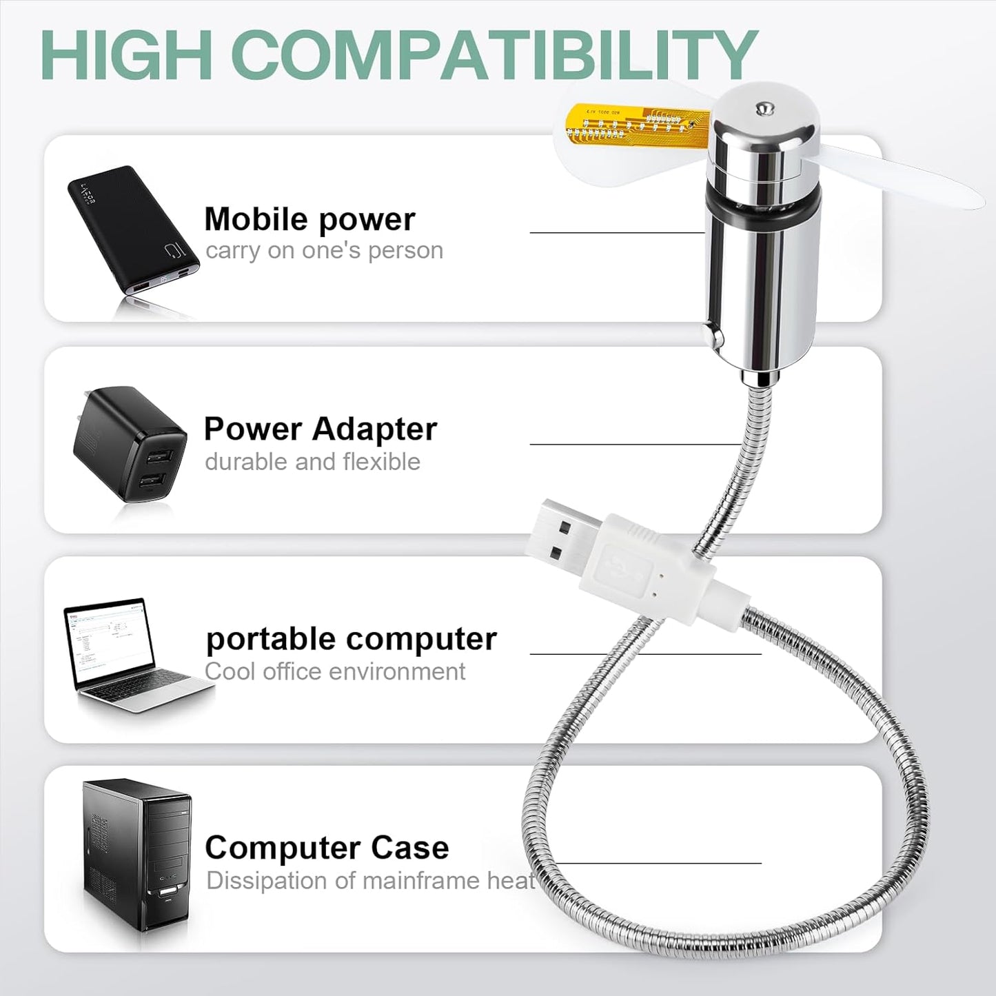 New USB Clock Fan with Real Time Clock and Temperature Display Function,Silver