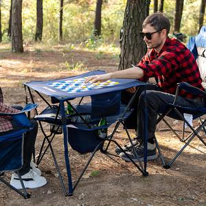 Ever Advanced Portable Folding Tailgating Table with Cooler & Cup Holders - Ideal for Camping, Picnics, Beach, Hiking & Outdoor Fun - Includes Carry Bag - Blue hengfeng