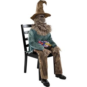 Creepy 4.5 Ft Animated Sitting Scarecrow Animatronic for Halloween | Motion-Activated Scarecrow Prop | Perfect for Spooky Decorations Spirit Halloween