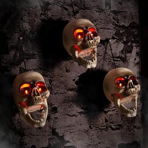 Creepy Animated Halloween Skull Heads - Sound Activated Floating Skeletons with Light-Up Eyes, Spooky Voice & Scary Movements for Indoor/Outdoor Haunted Decor ELAMAS