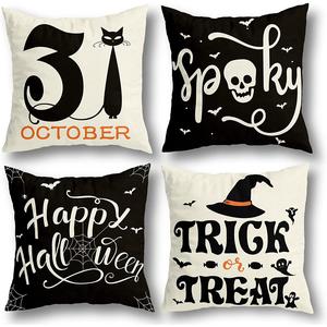 Spook up your space with Riogree's Halloween Pillow Covers Set! 🎃🕷️ 4 stylish 18x18 cushion cases featuring fun designs like spider webs, cats, and skulls. Perfect for indoor/outdoor decor and Halloween parties! 🏡✨ #HalloweenDecor #HomeStyle RioGree