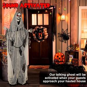 64" Evil Sound & Motion Activated Halloween Reaper - Life Size Animatronic with LED Eyes & Creepy Sounds for Haunted House, Lawn, & Patio Decor