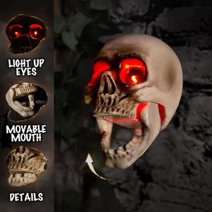 Creepy Animated Halloween Skull Heads - Sound Activated Floating Skeletons with Light-Up Eyes, Spooky Voice & Scary Movements for Indoor/Outdoor Haunted Decor ELAMAS