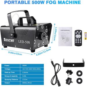 Upgraded Smoke Machine Fog Machine, 2000CFM Fog 8 LED and 13 Colors Lights Timing Remote Control Auto Spray, 500W Professional Stage Fogger for Christmas Halloween Party DJ Show Wedding Indoor Outdoor EEOCWF