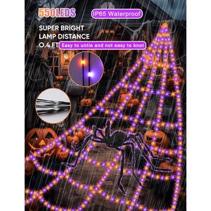 Transform your yard into a haunted haven with our Giant Spider Web Halloween Lights! 550 LEDs, 16.4Ft web, 4Ft spider, 8 modes, waterproof & timer. Perfect for spooky parties and seasonal decor! Get ready to scare! 🎃🕷️✨ VITI