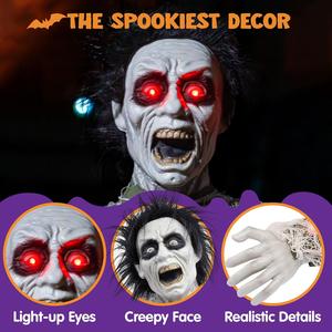 JOYIN Halloween Outdoor Decoration Zombie Groundbreaker, Animatronics Zombie Props Halloween outside Decor, Animated Groundbreaker with Sound & Glowing Eyes for Graveyard Lawn Yard Haunted House Decor Joyin Inc.